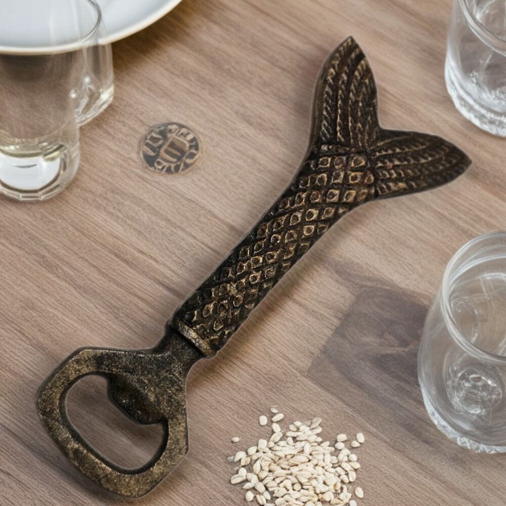 Rustic Mermaid Tail Metal Bottle Opener Coastal Decor